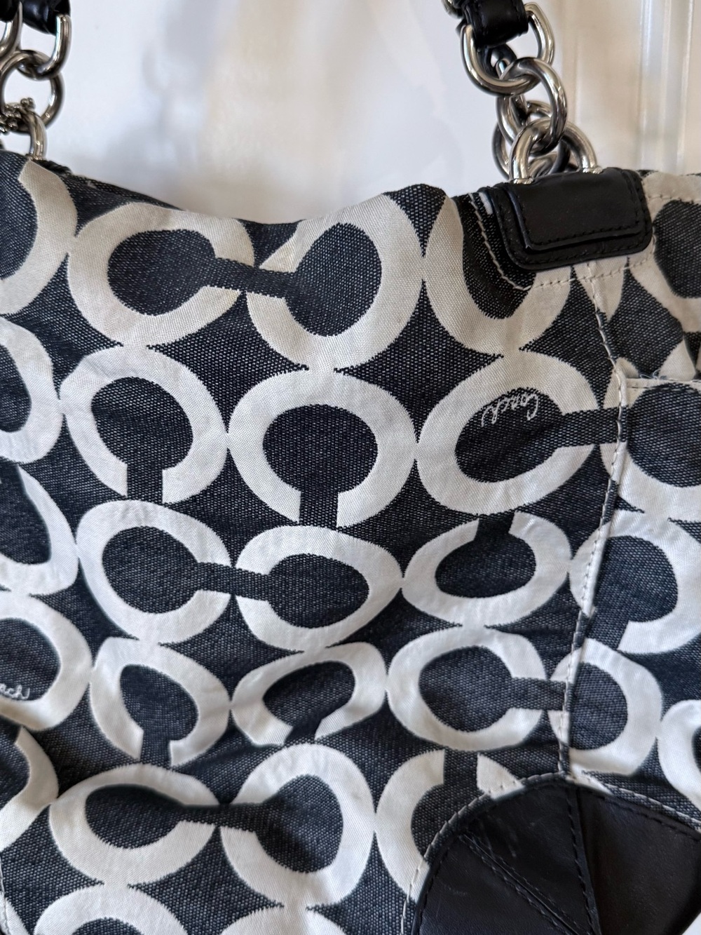 Coach Black & White Signature Shoulder Bag - Picture 3 of 14